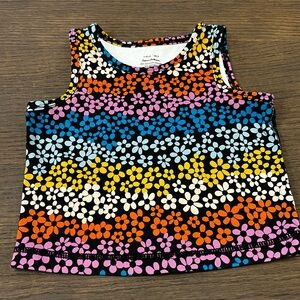 Hanna Andersson Black Tank with Multicolor Daisy Print